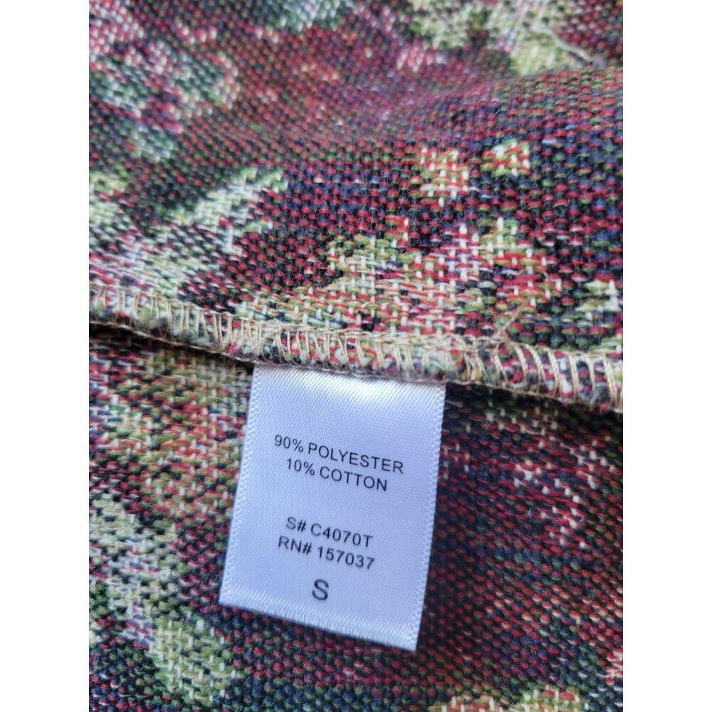 vintage-style floral tapestry vest features a multicolor pattern S Cottagecore - Picture 7 of 8